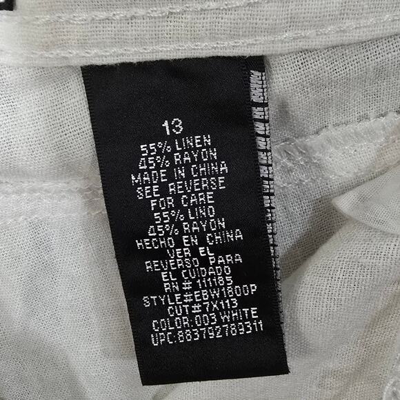 SUSIE ROSE Juniors Sz 13 Cream Oatmeal Linen Trouser Pants Pockets Zipper Fly‎ - Picture 8 of 8